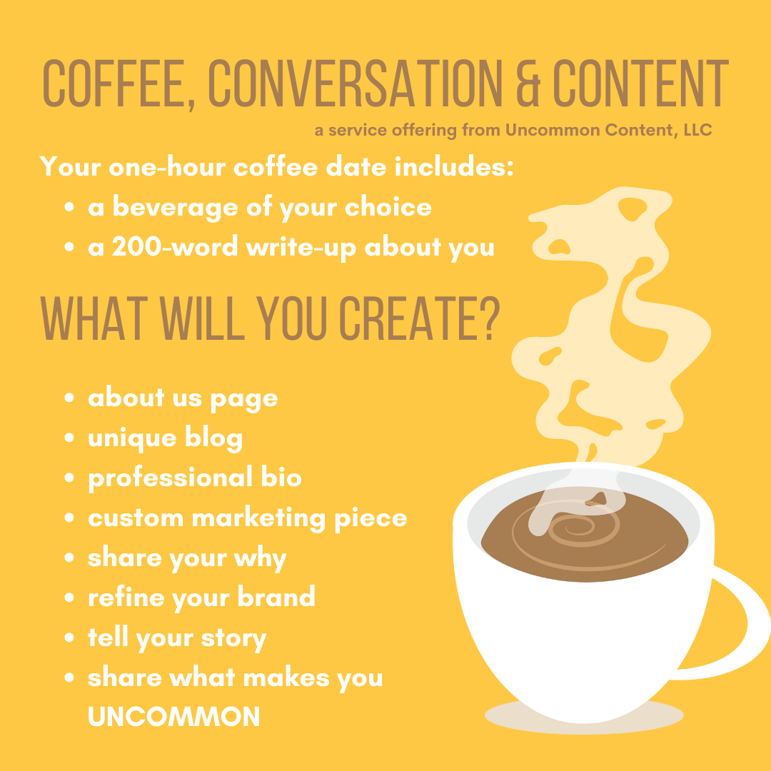 Flyer for Coffee Content & Conversation offer